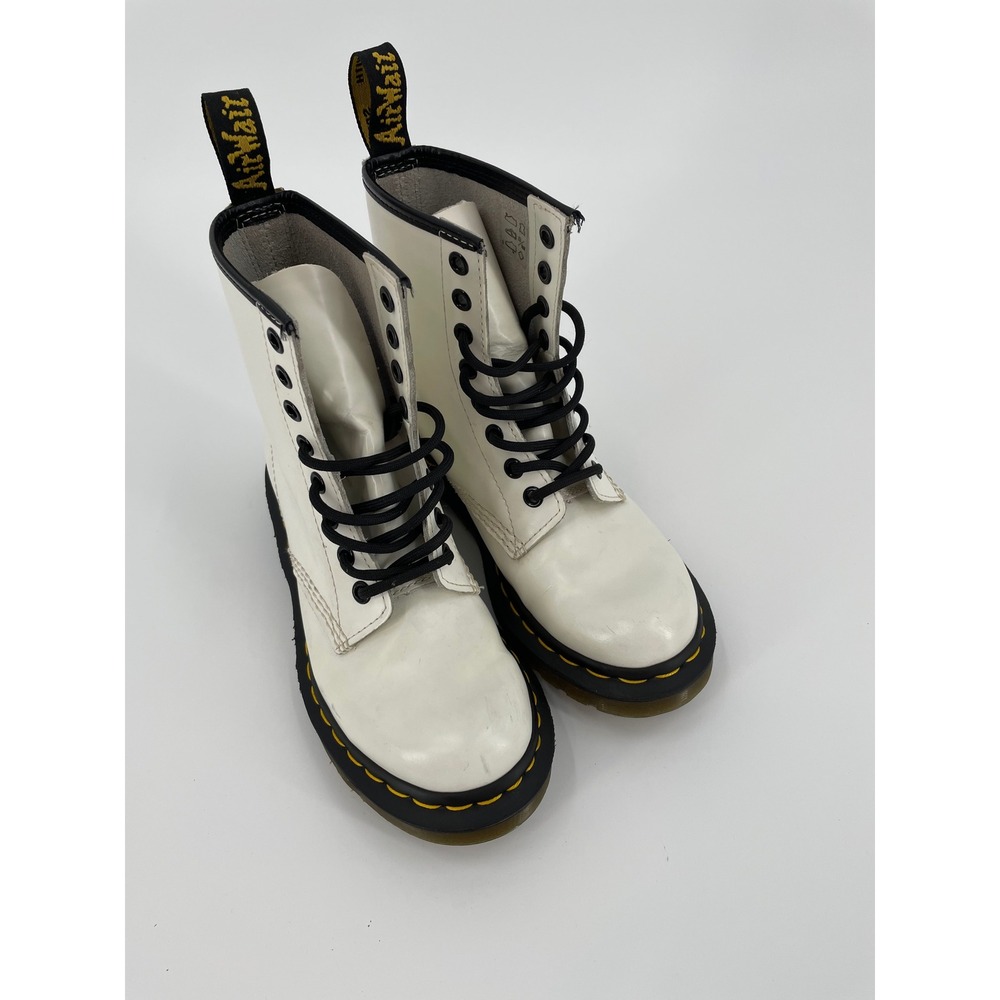 Dr‎ Martens 1460 White Smooth Leather 8 Eye Combat Boots Womens US 5 EU 36 11821